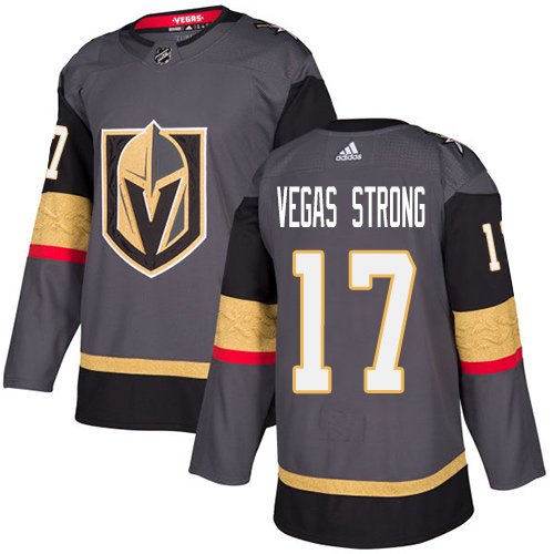Adidas Men Vegas Golden Knights 17 Vegas Strong Grey Home Authentic Stitched NHL Jersey